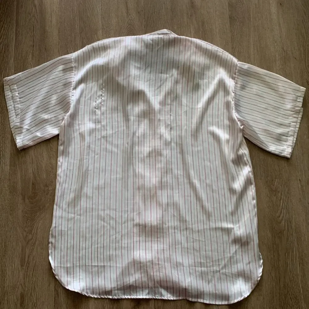 Victoria’s Secret Vintage Gold Label Button Front Nightgown White & Pink Striped